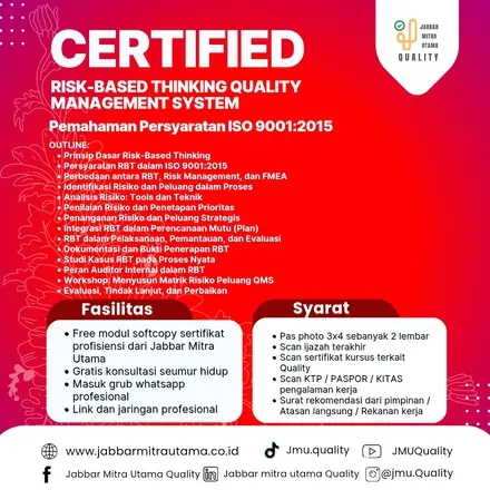 Certified Risk Based Thinking Quality Management System