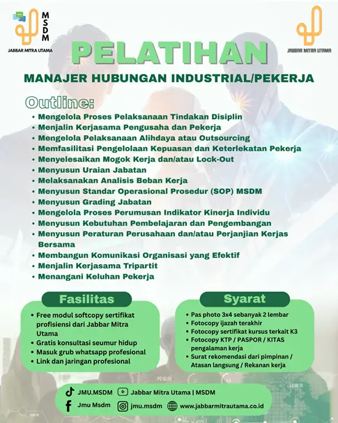 Pelatihan Manajer Hubungan Industrial / Pekerja