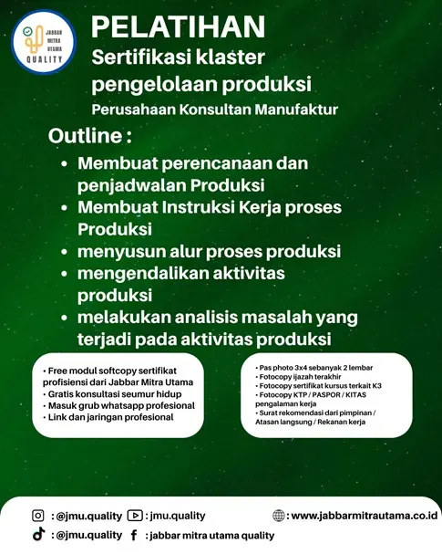 Sertifikasi Klaster Pengelolaan Produksi